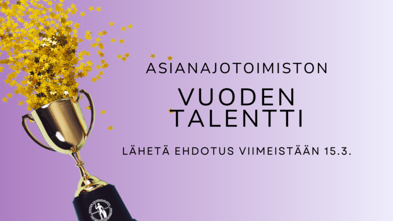 Image for Ehdota Asianajotoimiston Vuoden Talenttia!